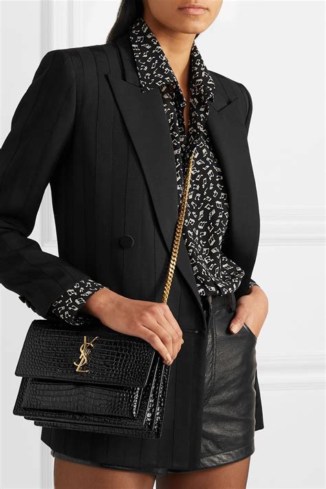 ysl sunset bag outfit|ysl sunset bag crocodile.